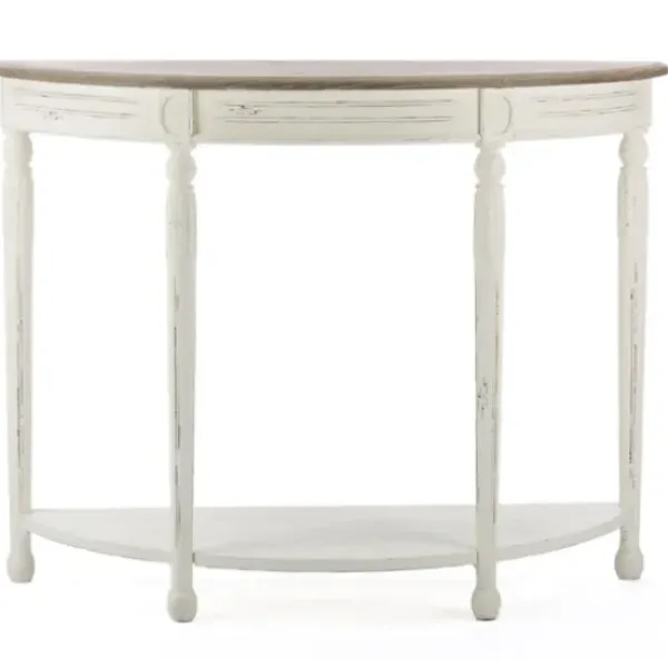 Console Tables-Kirkland's Home Rustic White Half Moon Console Table