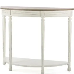 Console Tables-Kirkland's Home Rustic White Half Moon Console Table