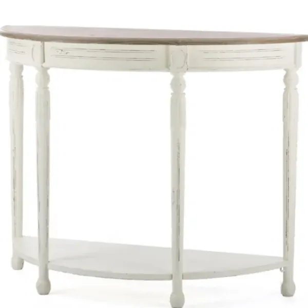 Console Tables-Kirkland's Home Rustic White Half Moon Console Table