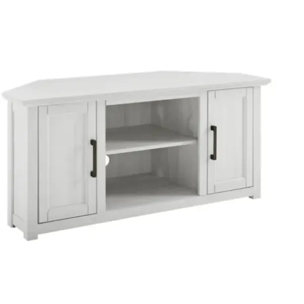 Tv Stands & Media Consoles-Kirkland's Home Rustic White Katy-Corner Tv Stand