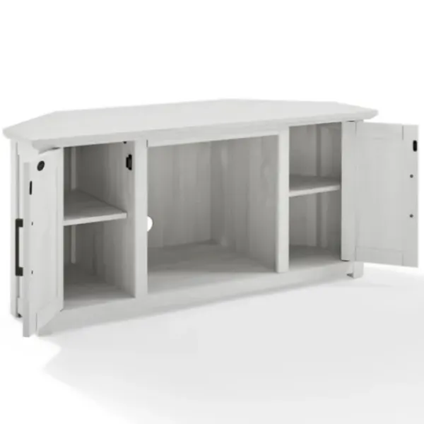 Tv Stands & Media Consoles-Kirkland's Home Rustic White Katy-Corner Tv Stand