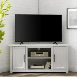 Tv Stands & Media Consoles-Kirkland's Home Rustic White Katy-Corner Tv Stand