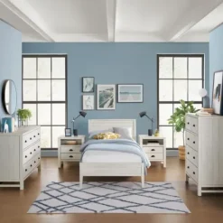 Beds & Headboards-Kirkland's Home Rustic White Pine Panel Twin Bed Frame