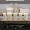 Candle Holders-Kirkland's Home Rustic Wood Candle Runner With Metal Stand Brown