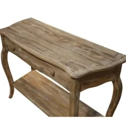 Console Tables-Kirkland's Home Rustic Wood Curved Console Table Brown