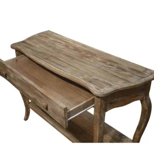Console Tables-Kirkland's Home Rustic Wood Curved Console Table Brown