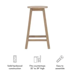 Bar Stools & Counter Height Stools-Kirkland's Home Rustic Wood Pub Classic Backless Counter Stool Brown