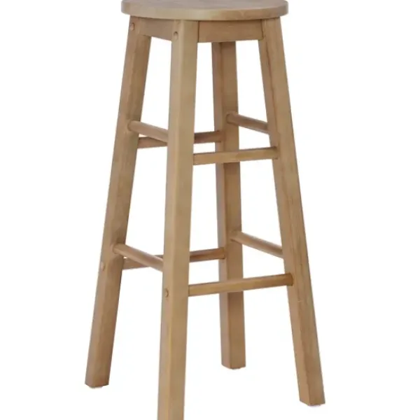 Bar Stools & Counter Height Stools-Kirkland's Home Rustic Wood Pub Classic Backless Bar Stool Tan