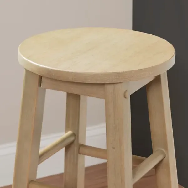 Bar Stools & Counter Height Stools-Kirkland's Home Rustic Wood Pub Classic Backless Bar Stool Tan