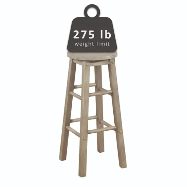 Bar Stools & Counter Height Stools-Kirkland's Home Rustic Wood Pub Classic Backless Bar Stool Tan