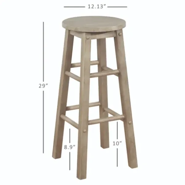 Bar Stools & Counter Height Stools-Kirkland's Home Rustic Wood Pub Classic Backless Bar Stool Tan