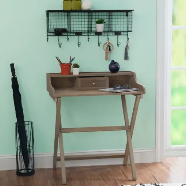 Office Furniture-Kirkland's Home Rustic Wooden Folding Desk Brown