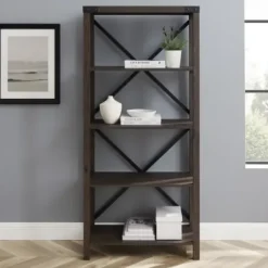 Bookshelves-Kirkland's Home Sable Wood X-Frame Classic Bookcase