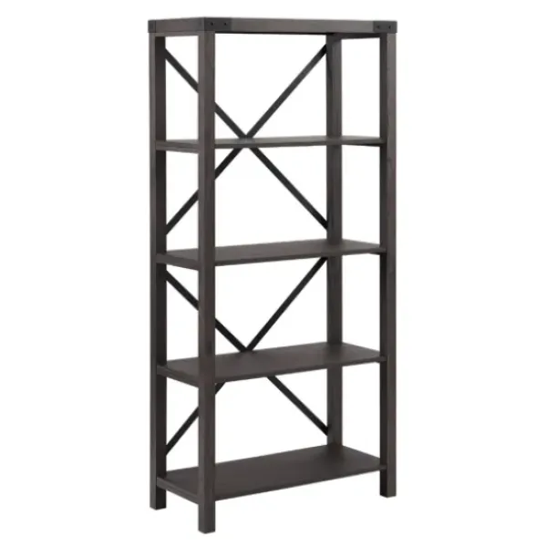 Bookshelves-Kirkland's Home Sable Wood X-Frame Classic Bookcase