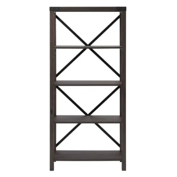 Bookshelves-Kirkland's Home Sable Wood X-Frame Classic Bookcase