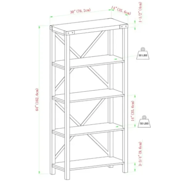Bookshelves-Kirkland's Home Sable Wood X-Frame Classic Bookcase