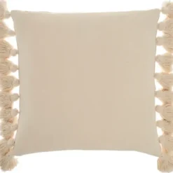 Pillows-Kirkland's Home Sage And Ivory Striped Tassel Pillow Green/Ivory