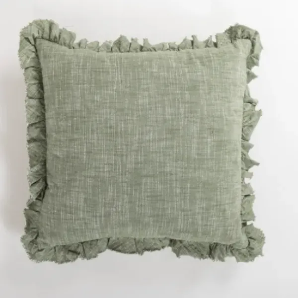 Pillows-Kirkland's Home Sage Chambray Ruffle Edge Pillow Green