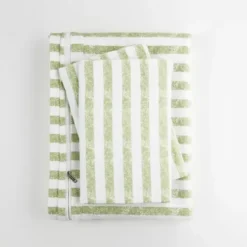 Duvets-Kirkland's Home Sage Rugged Stripes Puffed King 3-Pc. Duvet Set Green/White