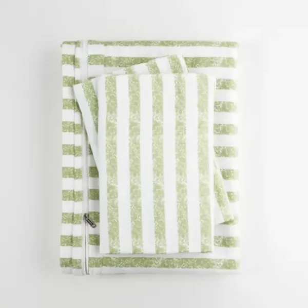 Duvets-Kirkland's Home Sage Rugged Stripes Puffed King 3-Pc. Duvet Set Green/White