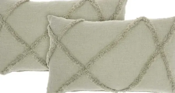 Pillows-Kirkland's Home Sage Tufted Diamond Lumbar Pillows, Set Of 2 Green