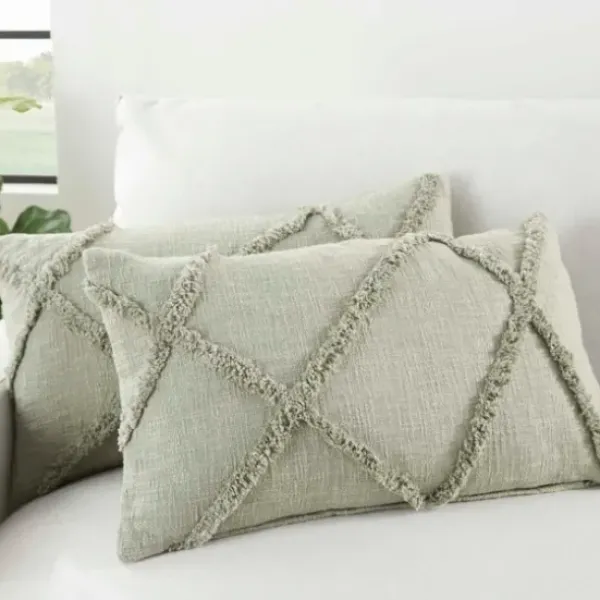 Pillows-Kirkland's Home Sage Tufted Diamond Lumbar Pillows, Set Of 2 Green