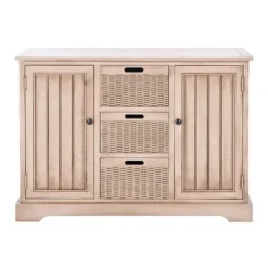 Cabinets & Sideboards-Kirkland's Home Sand Cabinet With Natural Woven Baskets Tan
