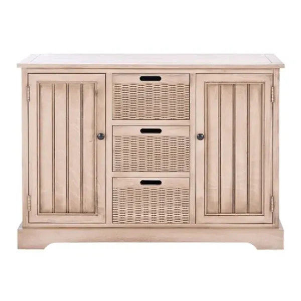 Cabinets & Sideboards-Kirkland's Home Sand Cabinet With Natural Woven Baskets Tan