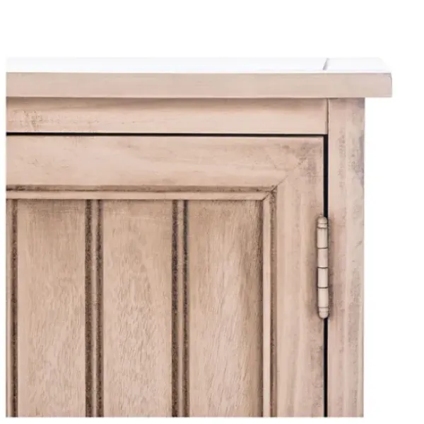 Cabinets & Sideboards-Kirkland's Home Sand Cabinet With Natural Woven Baskets Tan