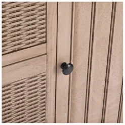 Cabinets & Sideboards-Kirkland's Home Sand Cabinet With Natural Woven Baskets Tan