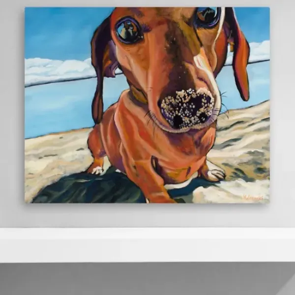 Canvas Art-Kirkland's Home Sand Dog Giclee Canvas Art Print Blue/Tan/White