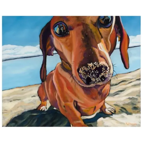 Canvas Art-Kirkland's Home Sand Dog Giclee Canvas Art Print Blue/Tan/White