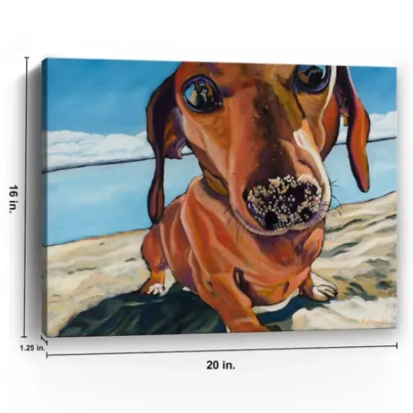 Canvas Art-Kirkland's Home Sand Dog Giclee Canvas Art Print Blue/Tan/White