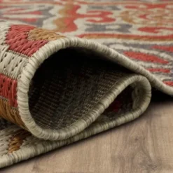 Outdoor Rugs-Kirkland's Home Sand Embellished Scroll Indoor/Outdoor Rug, 6X9 Tan/White