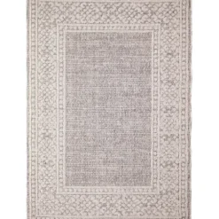 Outdoor Rugs-Kirkland's Home Sand Embellished Scroll Indoor/Outdoor Rug, 4X7 Tan/White
