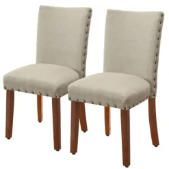 Dining Chairs-Kirkland's Home Sand Nailhead Parsons Dining Chairs, Set Of 2 Tan