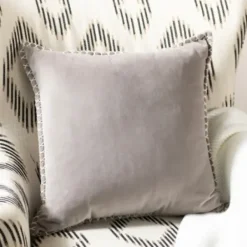 Pillows-Kirkland's Home Sand Velvet Riviera Throw Pillow Gray