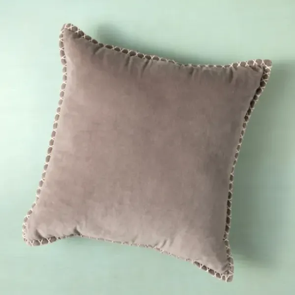 Pillows-Kirkland's Home Sand Velvet Riviera Throw Pillow Gray