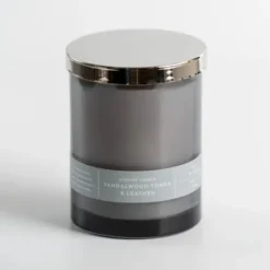 Candles-Kirkland's Home Sandalwood Tonka & Leather Single Wick Jar Candle Gray
