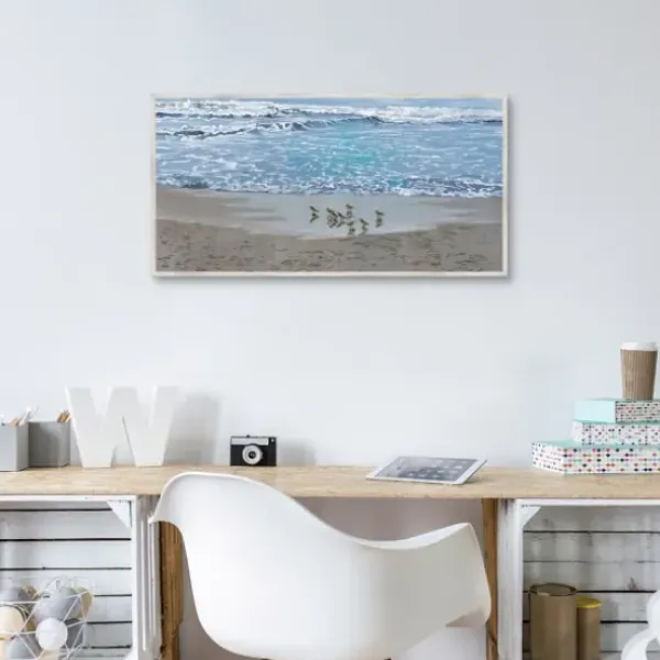 Framed Art-Kirkland's Home Sandpiper Morning Framed Canvas Art Print Blue/Brown