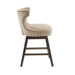 Bar Stools & Counter Height Stools-Kirkland's Home Sandy Beige Curve Back Swivel Counter Stool Tan