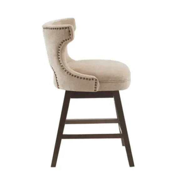 Bar Stools & Counter Height Stools-Kirkland's Home Sandy Beige Curve Back Swivel Counter Stool Tan