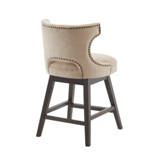Bar Stools & Counter Height Stools-Kirkland's Home Sandy Beige Curve Back Swivel Counter Stool Tan