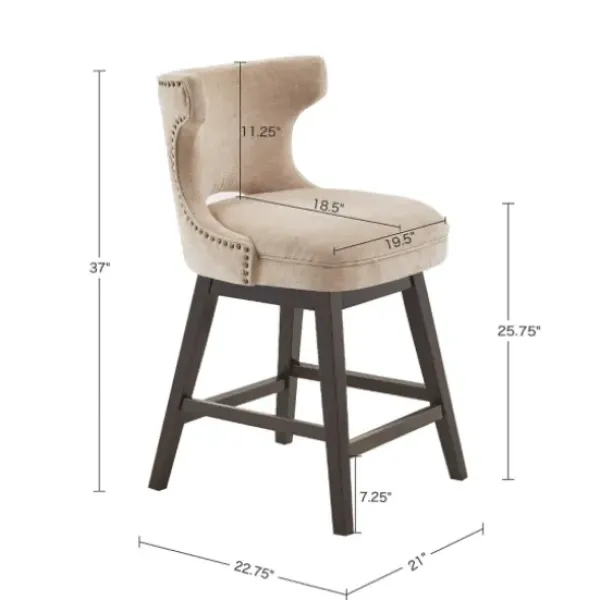 Bar Stools & Counter Height Stools-Kirkland's Home Sandy Beige Curve Back Swivel Counter Stool Tan