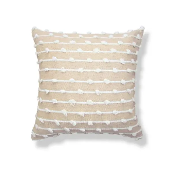 Pillows-Kirkland's Home Sandy Beige Hand Knotted Decorative Throw Pillow Tan/White