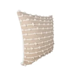 Pillows-Kirkland's Home Sandy Beige Hand Knotted Decorative Throw Pillow Tan/White