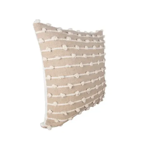 Pillows-Kirkland's Home Sandy Beige Hand Knotted Decorative Throw Pillow Tan/White