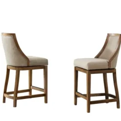 Bar Stools & Counter Height Stools-Kirkland's Home Sandy Beige Swivel 2-Pc. Square Counter Stool Set Tan
