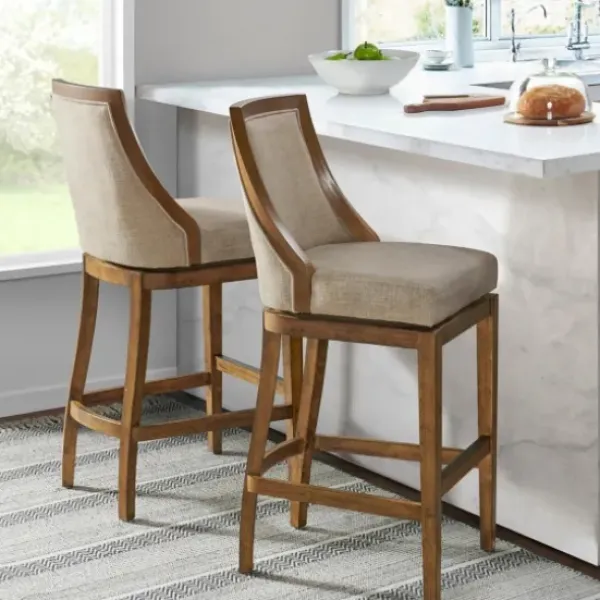 Bar Stools & Counter Height Stools-Kirkland's Home Sandy Beige Swivel 2-Pc. Square Bar Stool Set Tan
