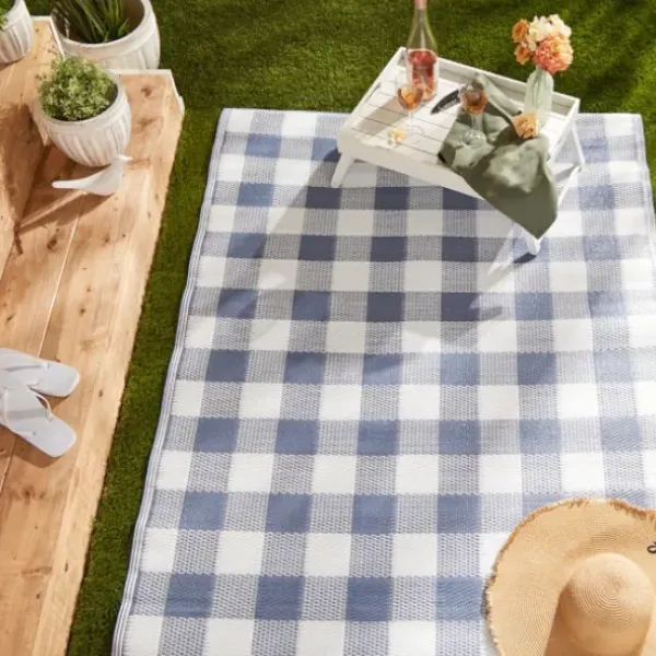 Outdoor Rugs-Kirkland's Home Sanford Gray Geometric Shapes Outdoor Rug, 5X8 Gray/White